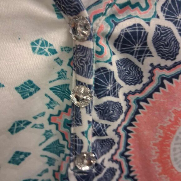 ETCYY NEW womens Classic Embellished Tank Top Blouse SIZE MEDIUM White Multi - Picture 4 of 8